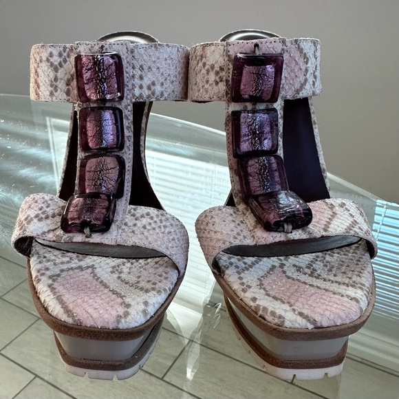 New! Rare Lisa For Donald J Pliner Pink Snakeskin Sandals Shoes 7.5 - Picture 6 of 9